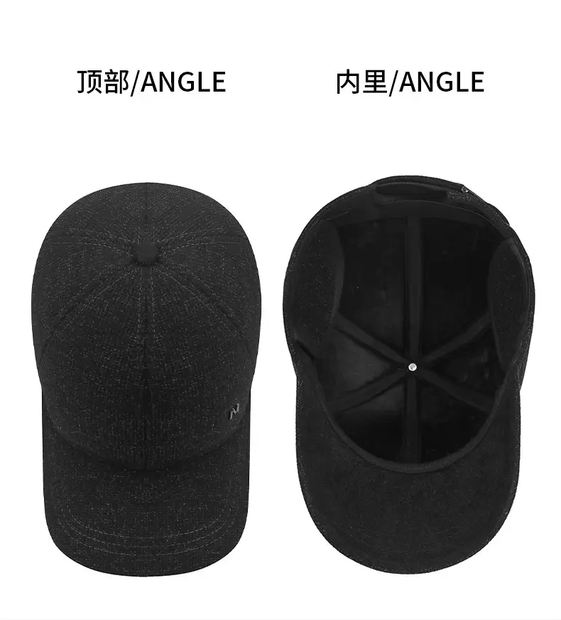 Men's Black Baseball Cap Windproof Ear Protection — feature 12