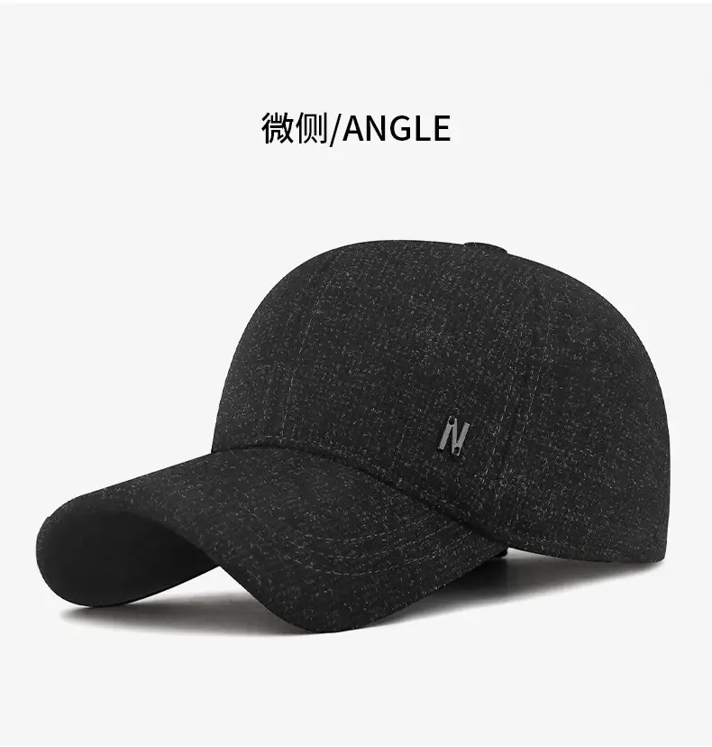 Men's Black Baseball Cap Windproof Ear Protection — feature 9