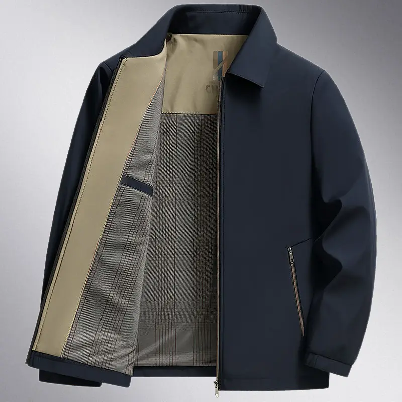 Middle-Aged Men's Outwears, Lapel Jackets, Spring and Autum Middle-Aged and Elderly Tops, Thin Daddy Clothes, Grandpa Jackets