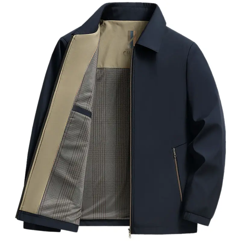 Middle-Aged Men's Outwears, Lapel Jackets, Spring and Autum Middle-Aged and Elderly Tops, Thin Daddy Clothes, Grandpa Jackets