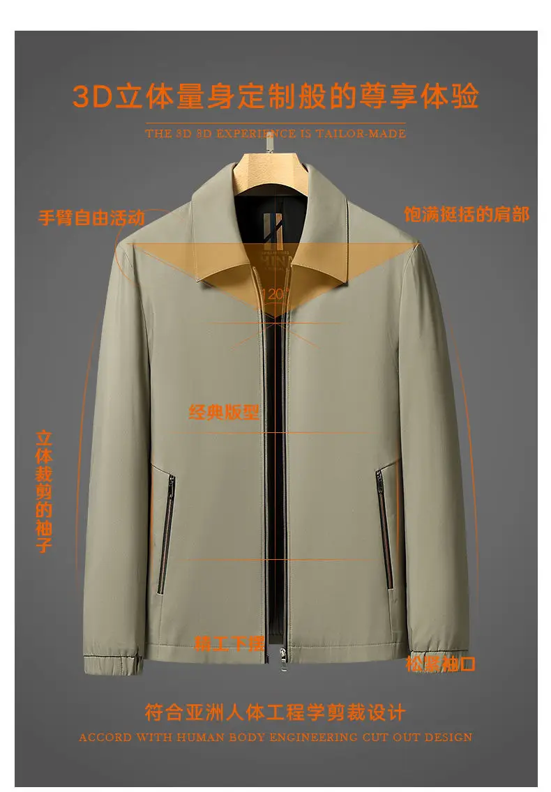 Middle-Aged Men's Outwears, Lapel Jackets, Spring and Autum Middle-Aged and Elderly Tops, Thin Daddy Clothes, Grandpa Jackets — feature 7