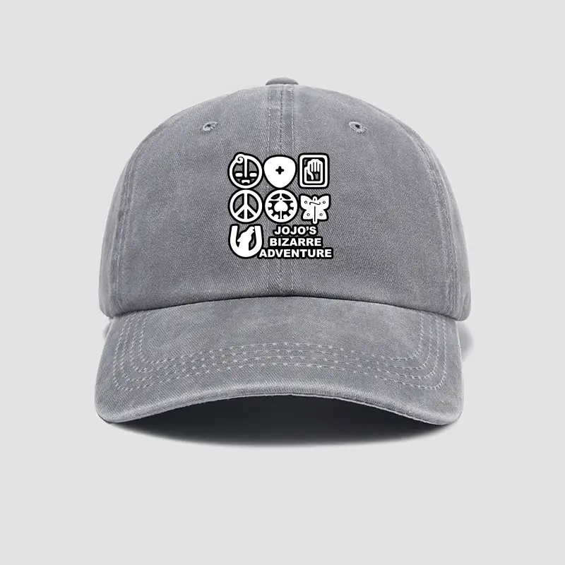Men Black Peaked Baseball Cap with Jotaro Jojo Design - Image 3