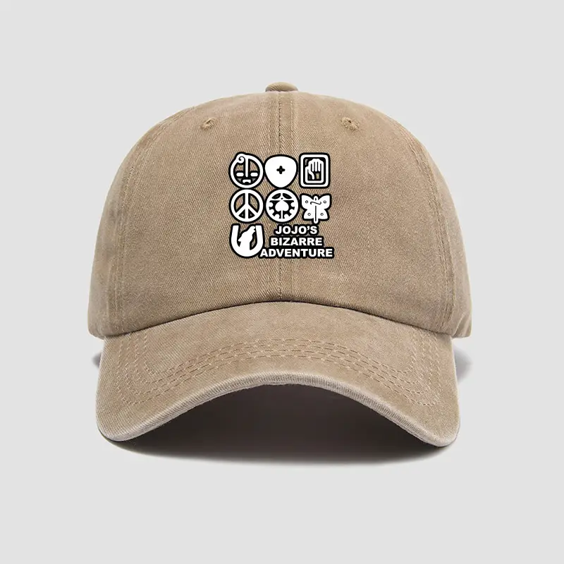 Men Black Peaked Baseball Cap with Jotaro Jojo Design - Image 4