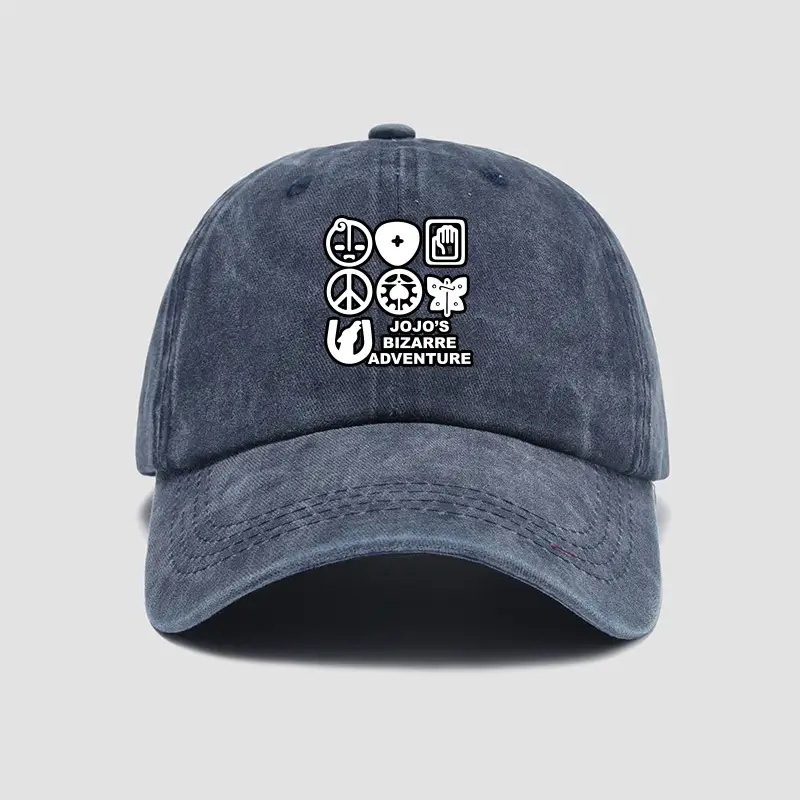 Men Black Peaked Baseball Cap with Jotaro Jojo Design - Image 5