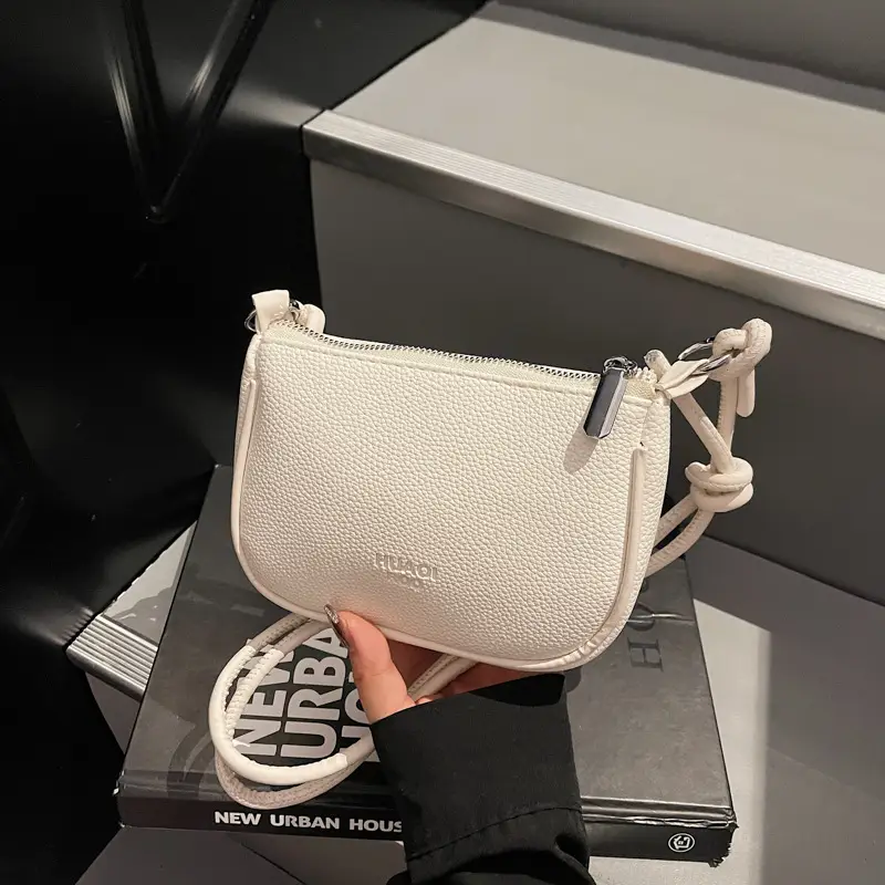 Women's White Textured Square Shoulder Bag 2025 - Image 6