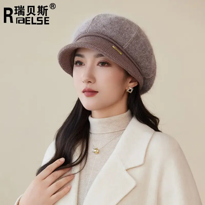 Korean Style Knitted Rabbit Fur Hat for Women - Image 6