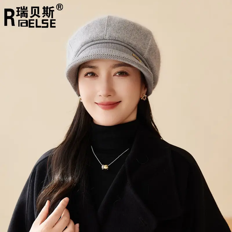 Korean Style Knitted Rabbit Fur Hat for Women - Image 8
