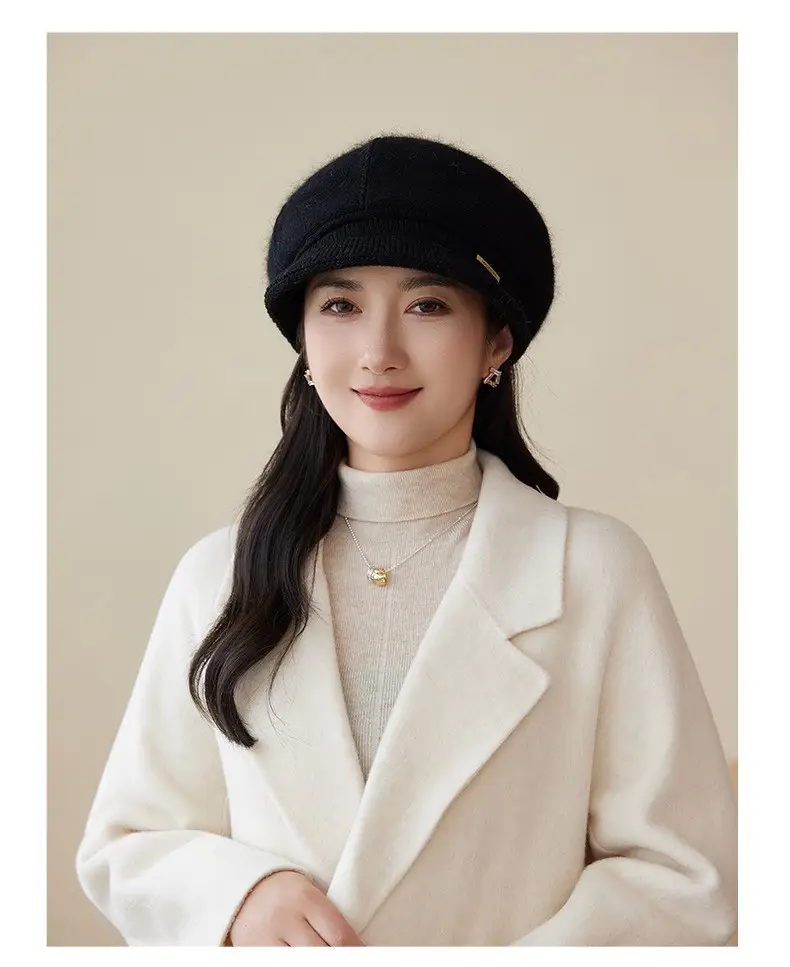 Korean Style Knitted Rabbit Fur Hat for Women — feature 16