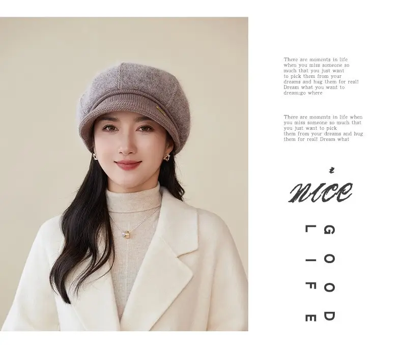Korean Style Knitted Rabbit Fur Hat for Women — feature 19