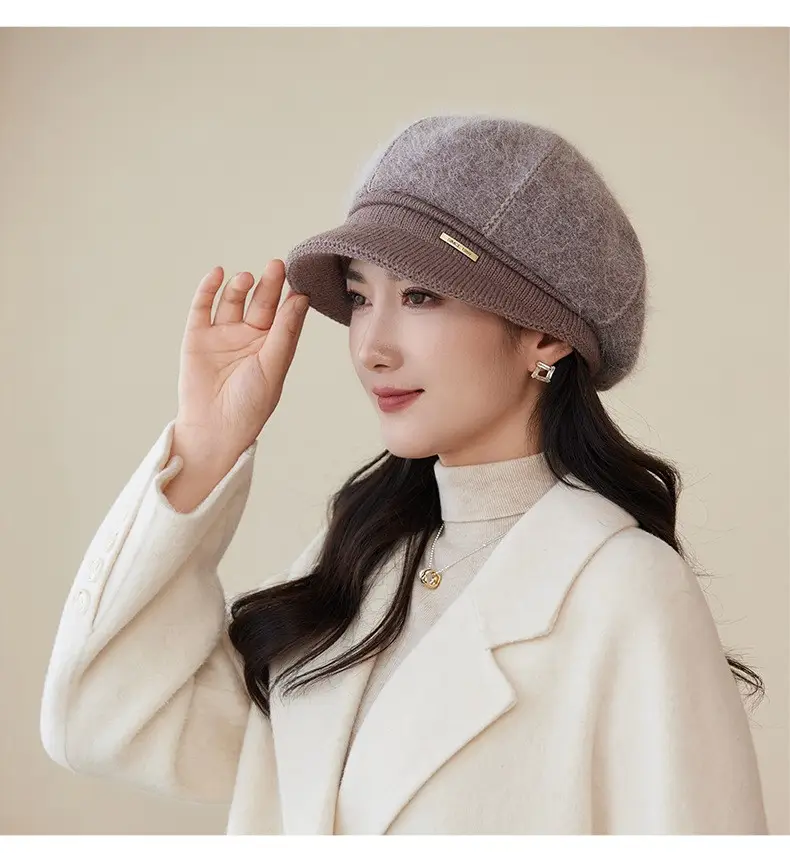 Korean Style Knitted Rabbit Fur Hat for Women — feature 20