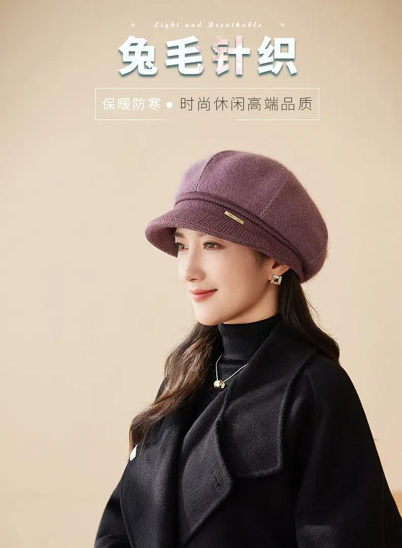 Korean Style Knitted Rabbit Fur Hat for Women — feature 5