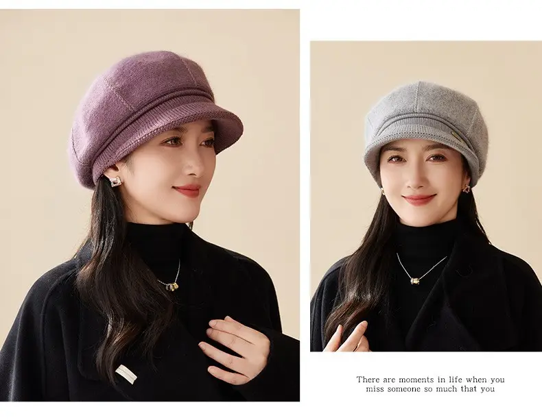Korean Style Knitted Rabbit Fur Hat for Women — feature 9