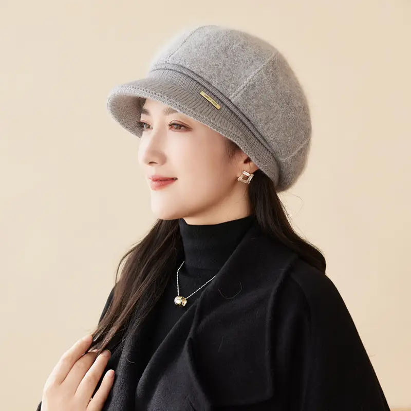 Korean Style Knitted Rabbit Fur Hat for Women - Image 2