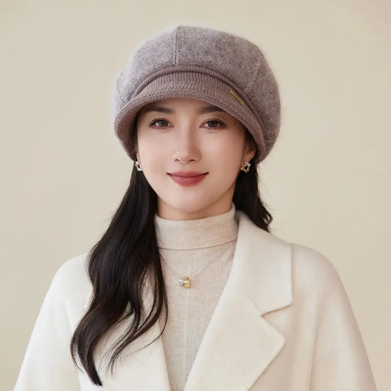Korean Style Knitted Rabbit Fur Hat for Women - Image 3