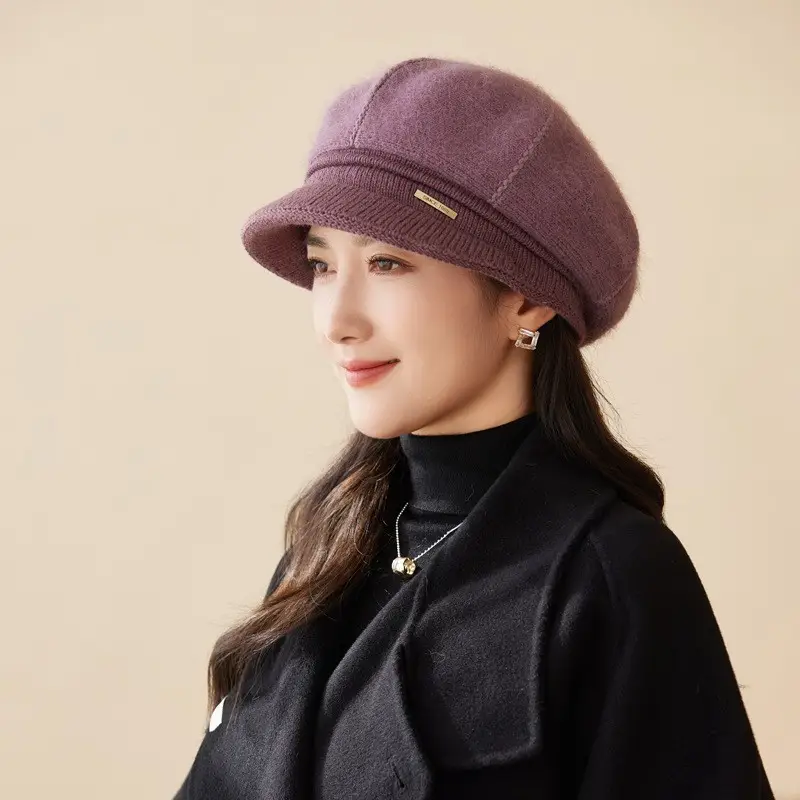 Korean Style Knitted Rabbit Fur Hat for Women - Image 4
