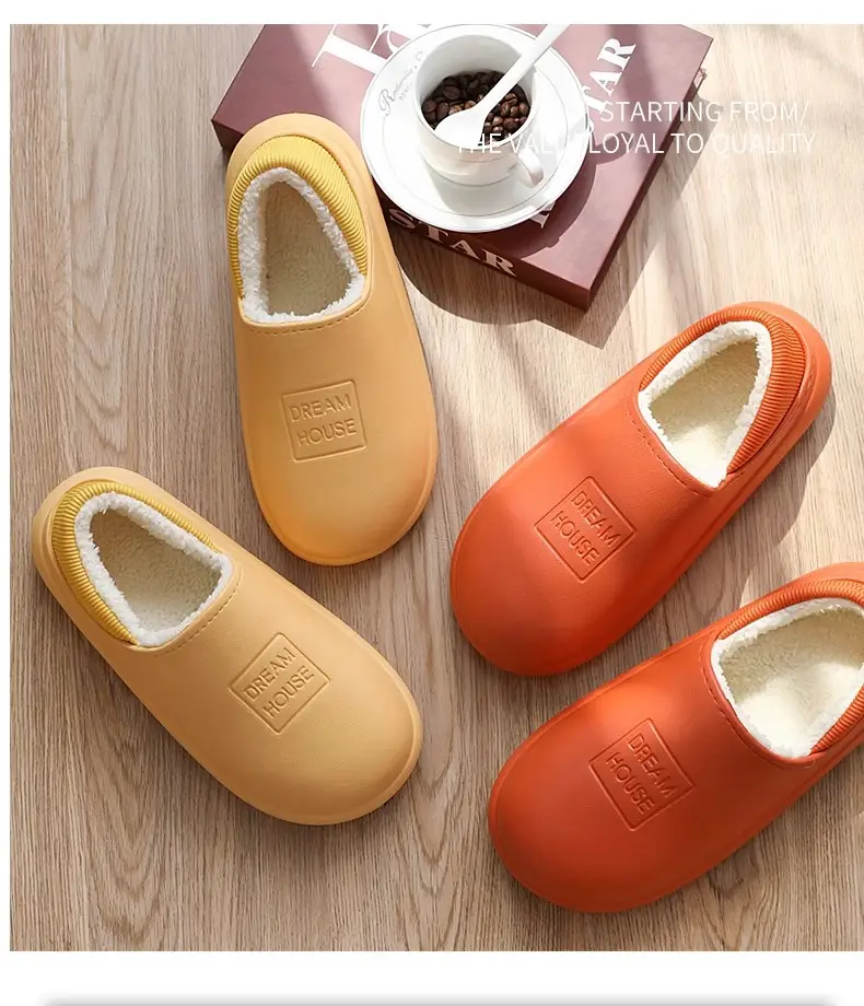 New Style Men's Waterproof and Non-Slip Cotton Slippers for Home Use, Autumn and Winter Warm Outer Wear for Women, Thick Soles — feature 10