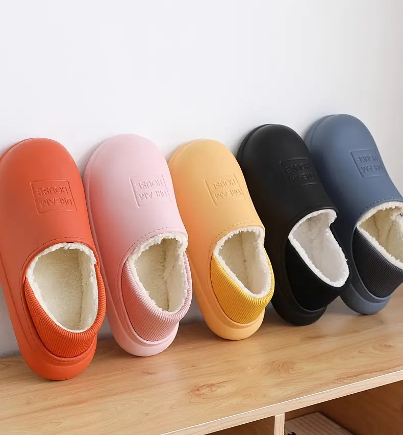 New Style Men's Waterproof and Non-Slip Cotton Slippers for Home Use, Autumn and Winter Warm Outer Wear for Women, Thick Soles — feature 14