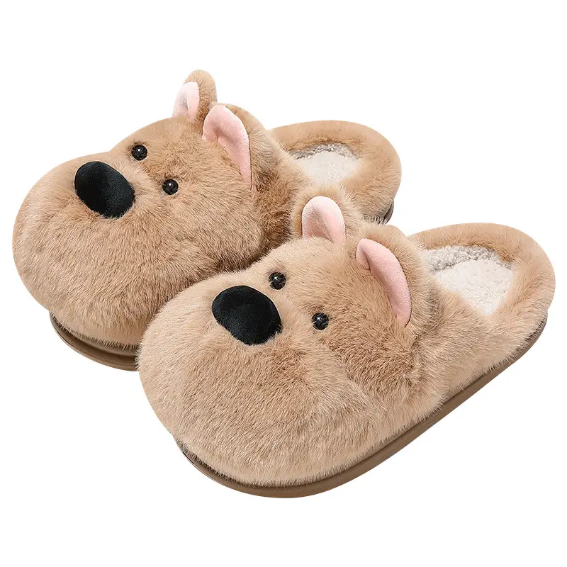 Home Cotton Slippers for Women in Winter, Cartoon Cute Puppy Indoor Plush Warm Ladies' Non-Slip Cotton Slippers Wholesale