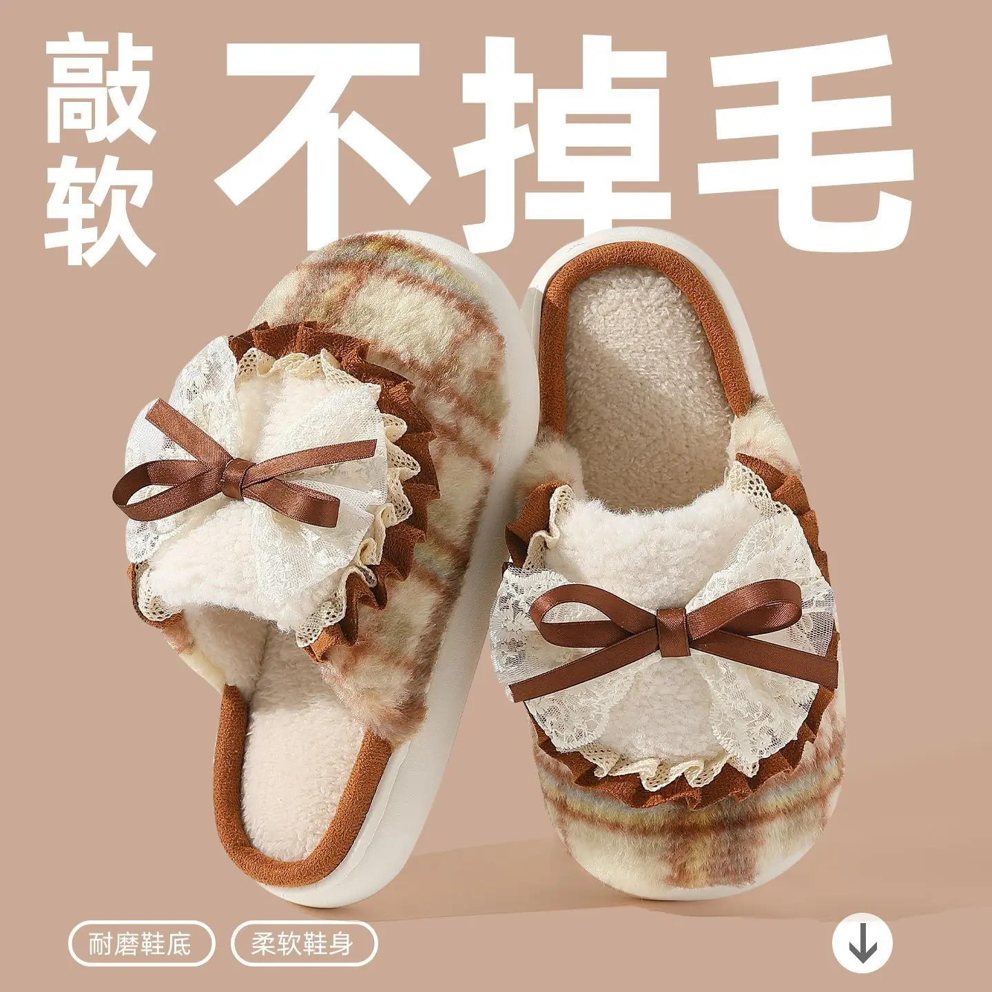 Bow Cotton Slippers Women Autumn Winter 2025 - Image 5