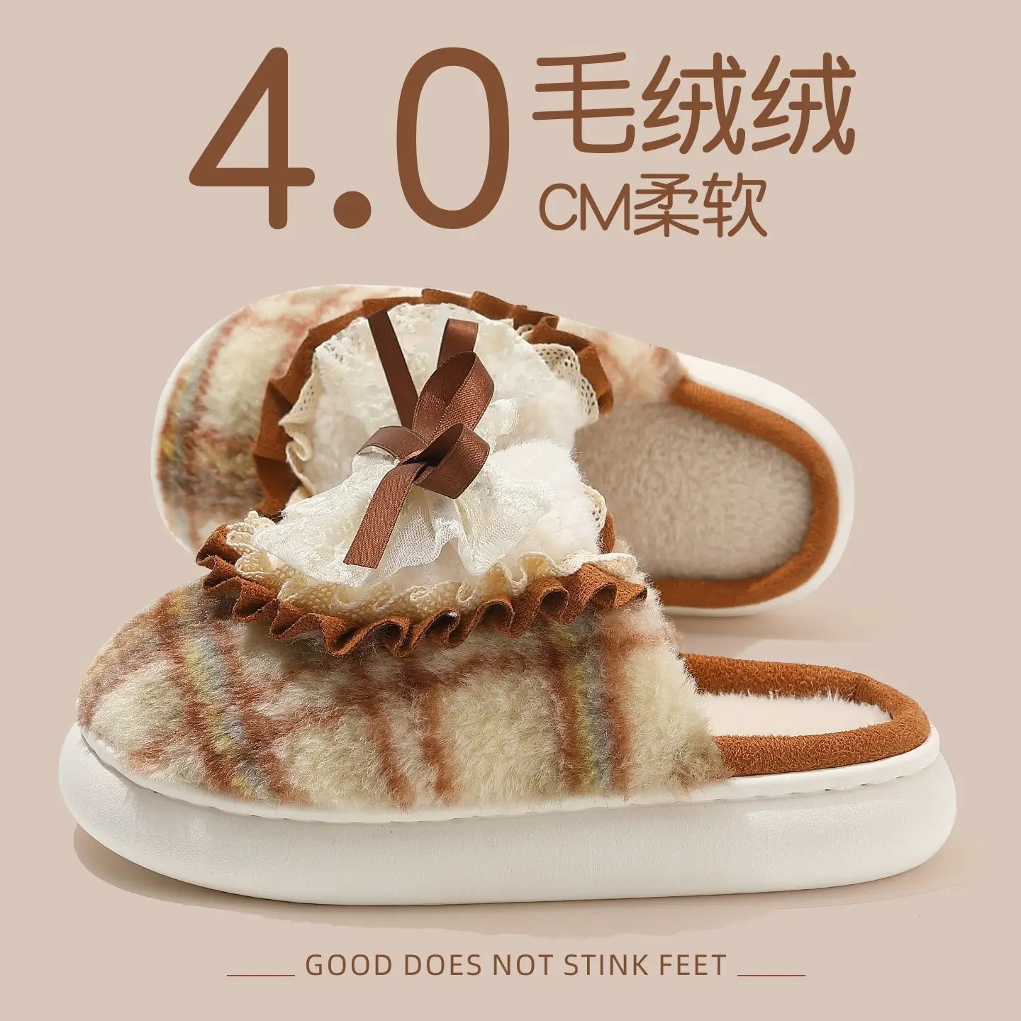 Bow Cotton Slippers Women Autumn Winter 2025 - Image 7