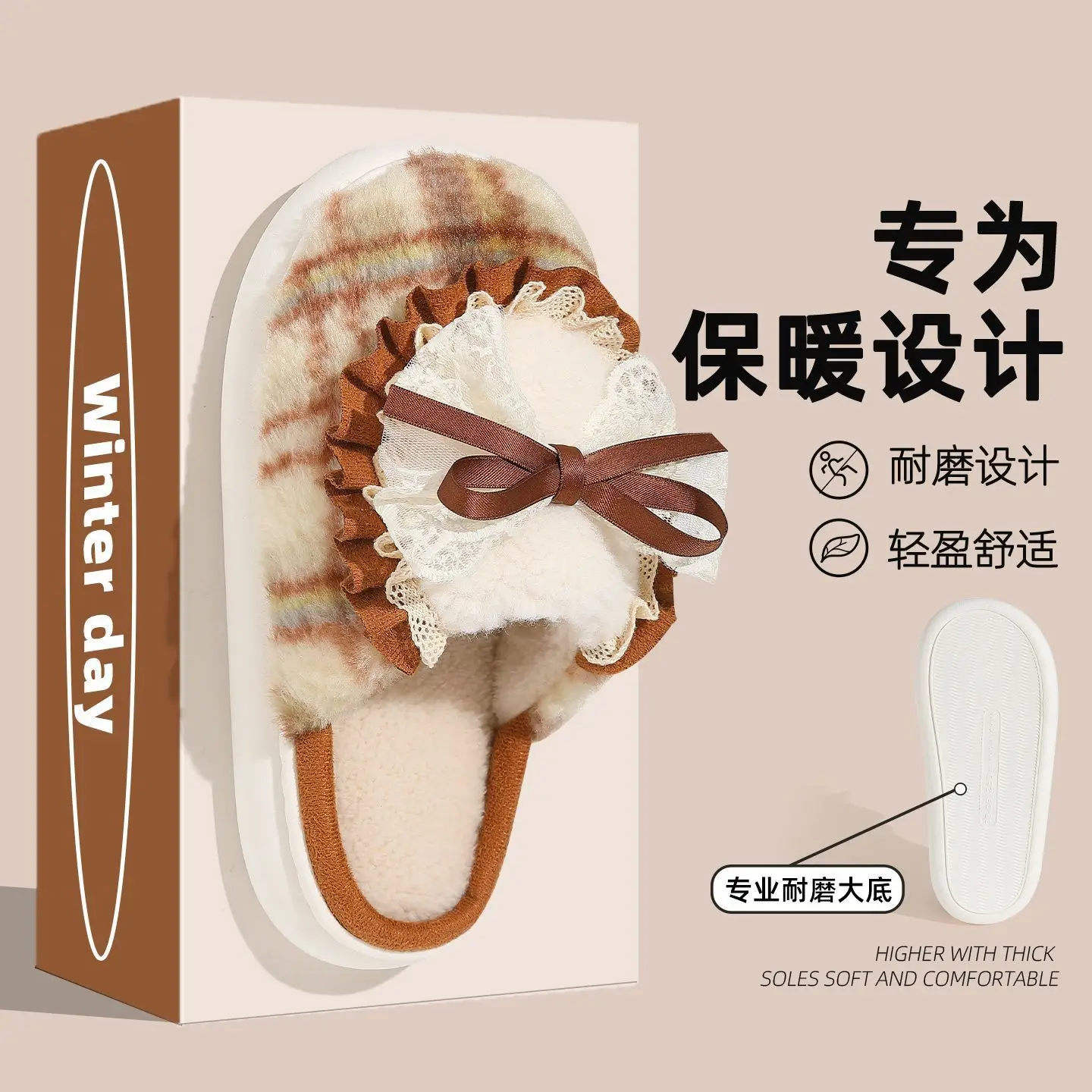 Bow Cotton Slippers Women Autumn Winter 2025 - Image 8
