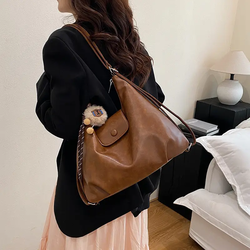 Retro Brown Leather Crossbody Bag for Women - Image 8