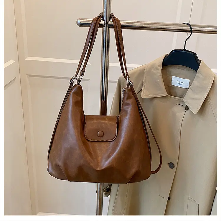 Retro Brown Leather Crossbody Bag for Women - Image 2