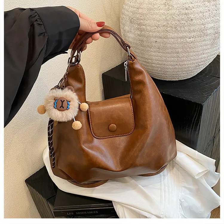 Retro Brown Leather Crossbody Bag for Women - Image 5