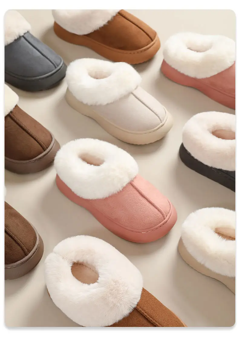 Women's Brown Wool Slip-On Slippers with Fleece Lining — feature 11
