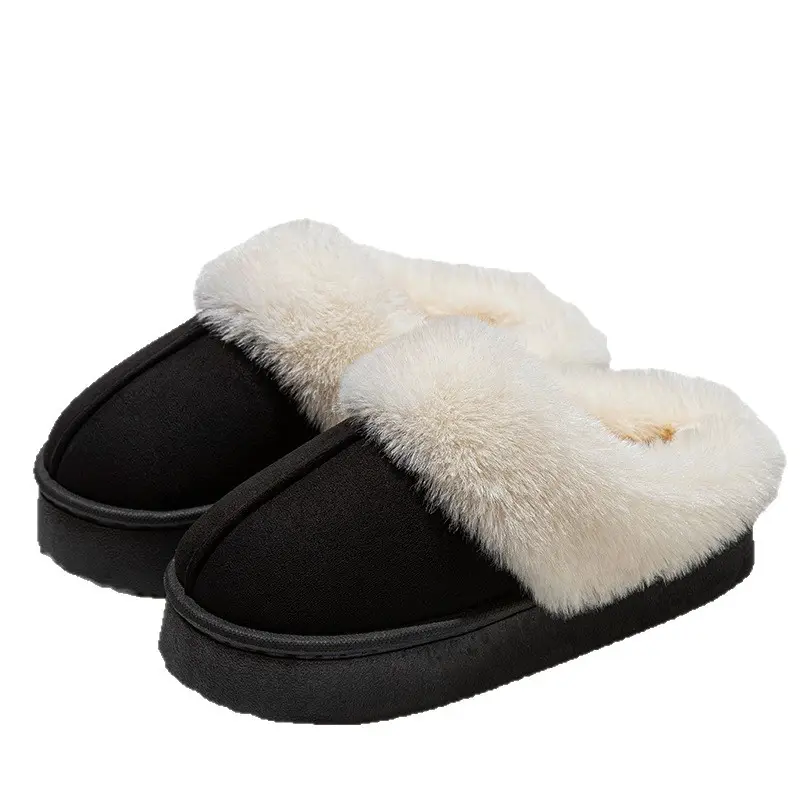 Winter Simple Warm Plush Cotton Slippers with Non-Shedding Design for Couples Thick-Soled Non-Slip Home Indoor Cotton Shoes for Women - Image 8