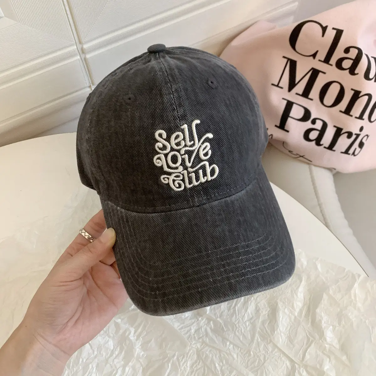 Black Embroidered Baseball Cap for Women 2025 - Image 2