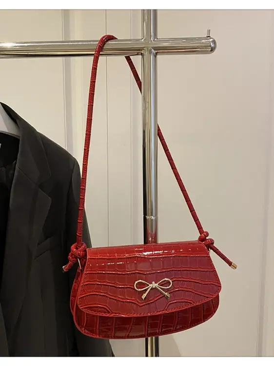 Brown Crocodile Embroidered Crossbody Bag for Women - Image 8