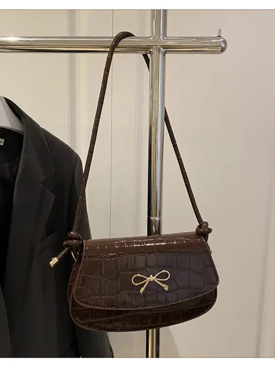 Brown Crocodile Embroidered Crossbody Bag for Women - Image 10