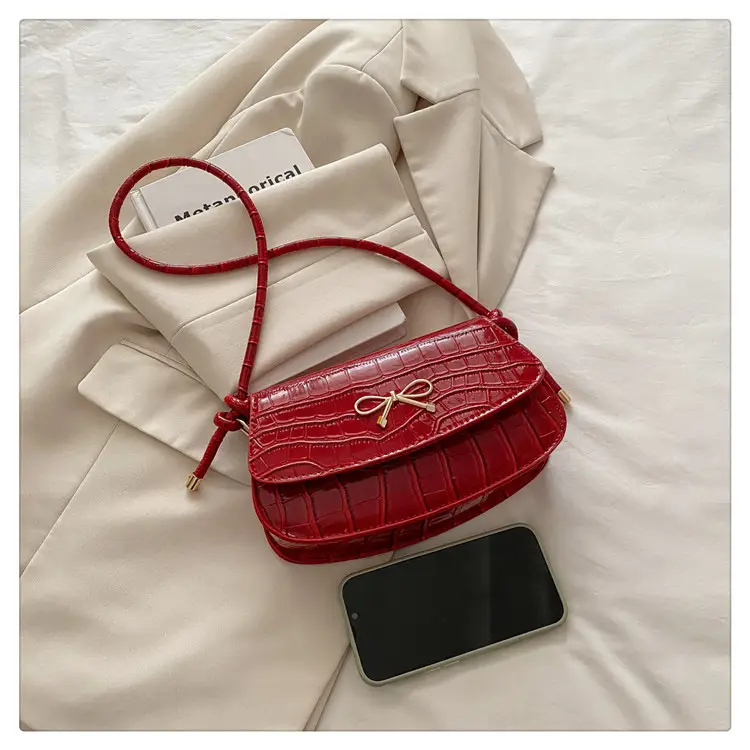 Brown Crocodile Embroidered Crossbody Bag for Women — feature 20