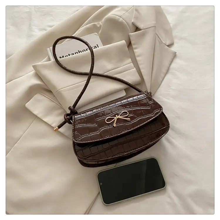 Brown Crocodile Embroidered Crossbody Bag for Women — feature 23