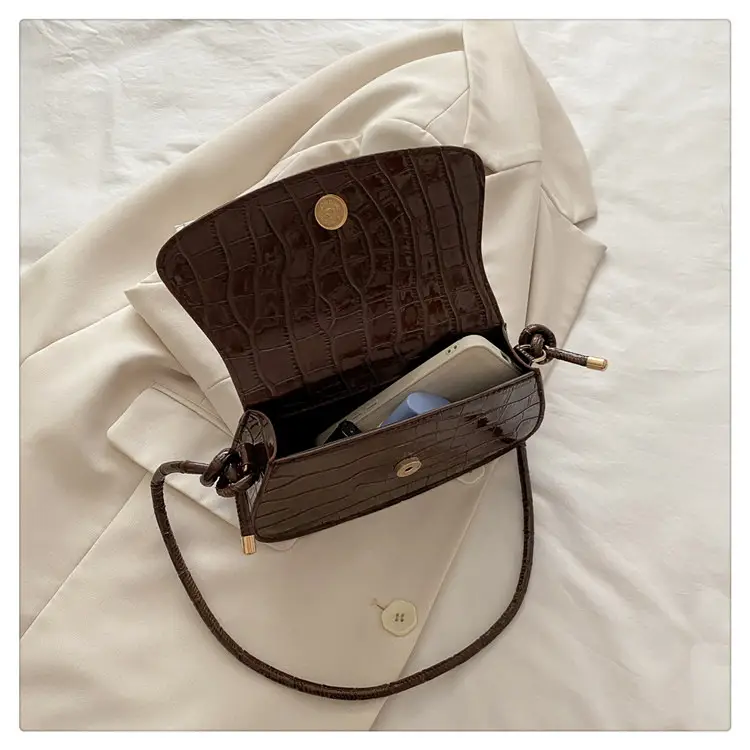 Brown Crocodile Embroidered Crossbody Bag for Women — feature 25