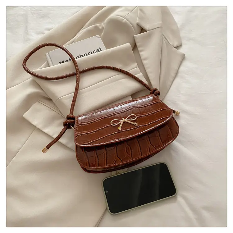 Brown Crocodile Embroidered Crossbody Bag for Women — feature 26