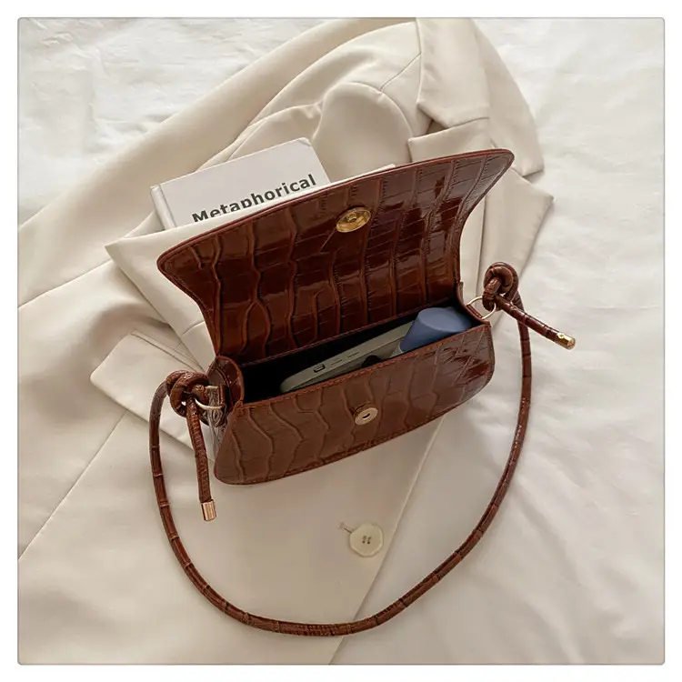 Brown Crocodile Embroidered Crossbody Bag for Women — feature 28