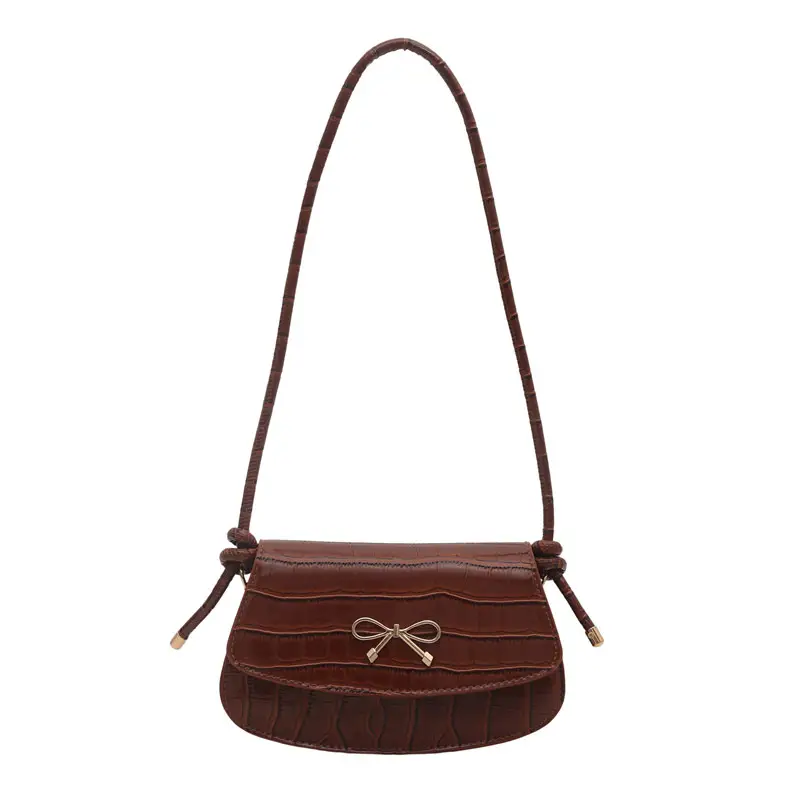 Brown Crocodile Embroidered Crossbody Bag for Women - Image 2