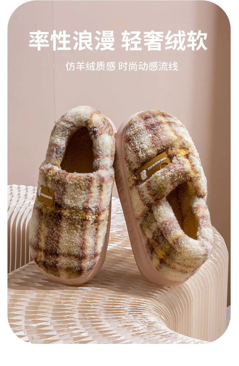 Fashion Cotton Slippers Winter 2025 New Women's Home Closed-Back Maternity Shoes Thickened Warm Non-Slip Plush Outdoor Wear — feature 8