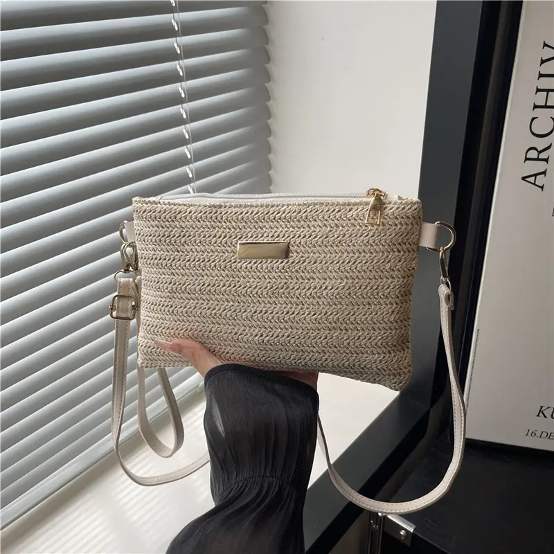 2025 Women's Crossbody Straw Woven Bags Gold Silver - Image 4