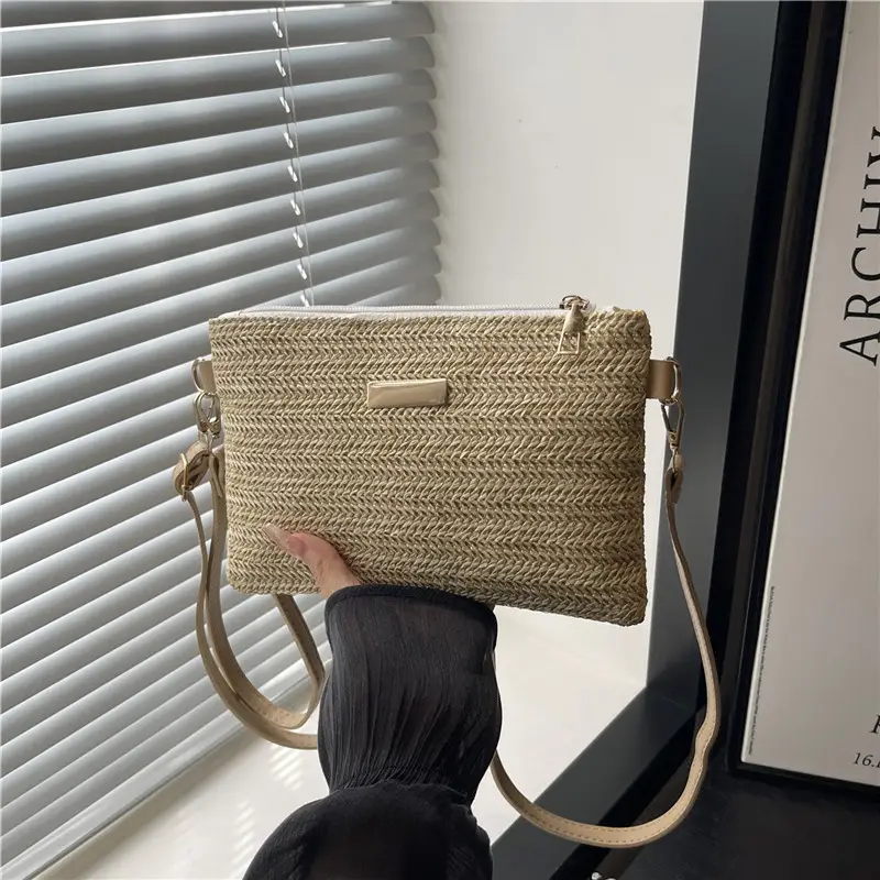 2025 Women's Crossbody Straw Woven Bags Gold Silver - Image 5