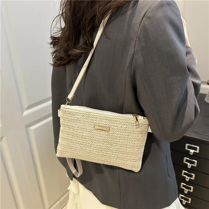 2025 Women's Crossbody Straw Woven Bags Gold Silver - Image 6