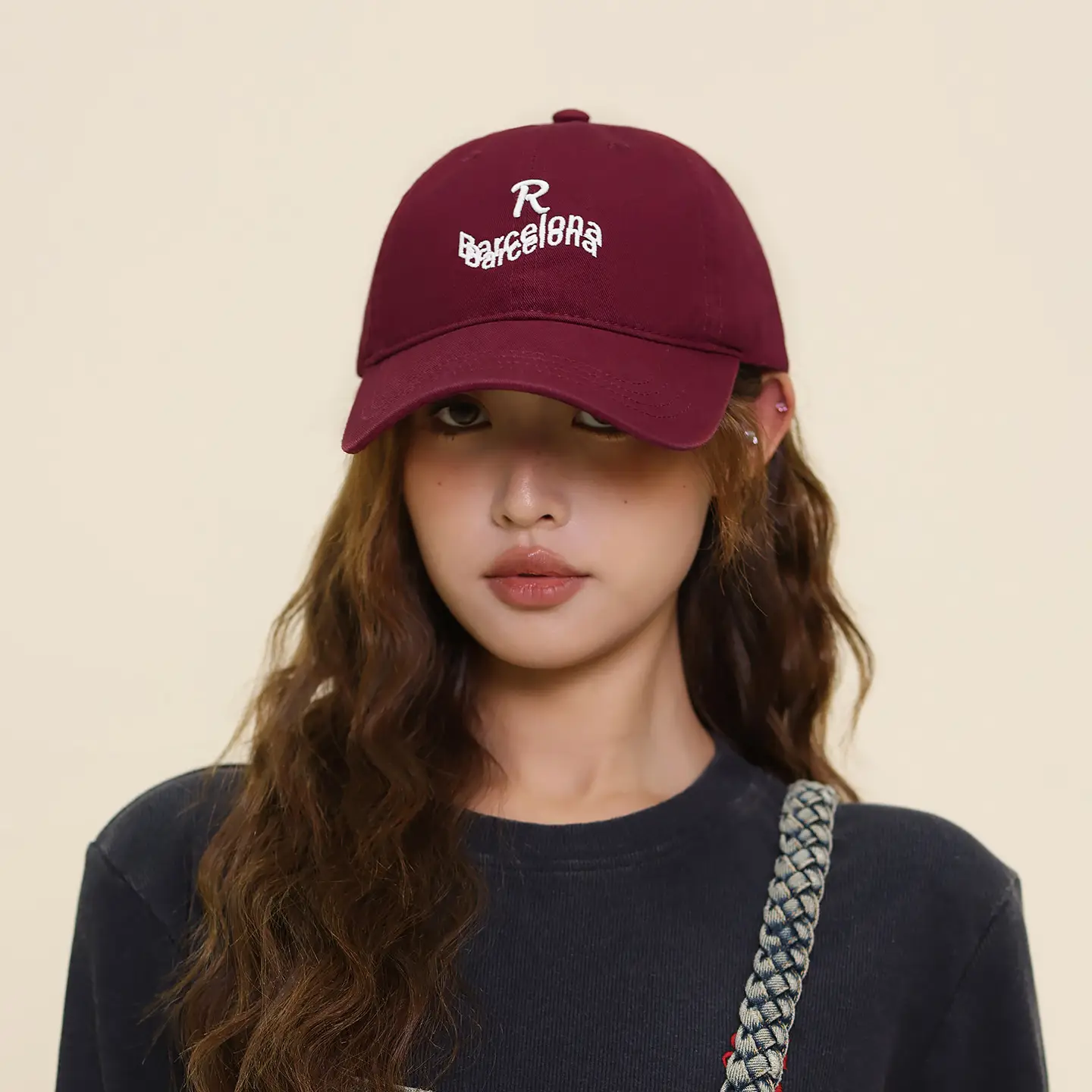 Black Embroidered Baseball Cap for Women with Wide Bristle - Image 7