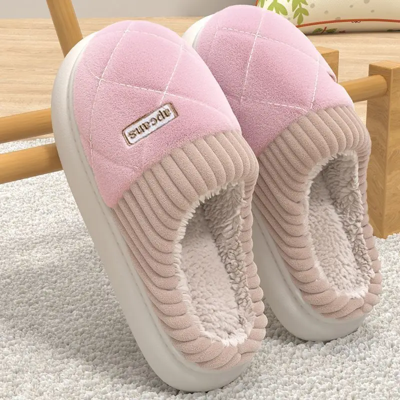 Cotton Slippers for Women Autumn and Winter 2025 New Indoor Home Soft-Soled Non-Slip Household Warm Plush Couple Cotton Slippers
