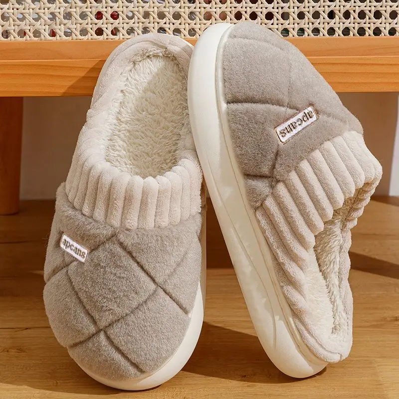 Cotton Slippers for Women Autumn and Winter 2025 New Indoor Home Soft-Soled Non-Slip Household Warm Plush Couple Cotton Slippers