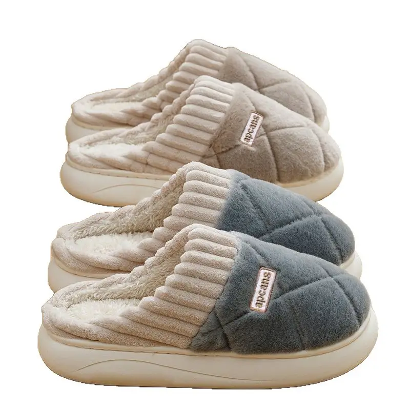 Cotton Slippers for Women Autumn and Winter 2025 New Indoor Home Soft-Soled Non-Slip Household Warm Plush Couple Cotton Slippers