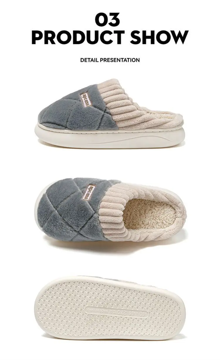 Cotton Slippers for Women Autumn and Winter 2025 New Indoor Home Soft-Soled Non-Slip Household Warm Plush Couple Cotton Slippers — feature 14