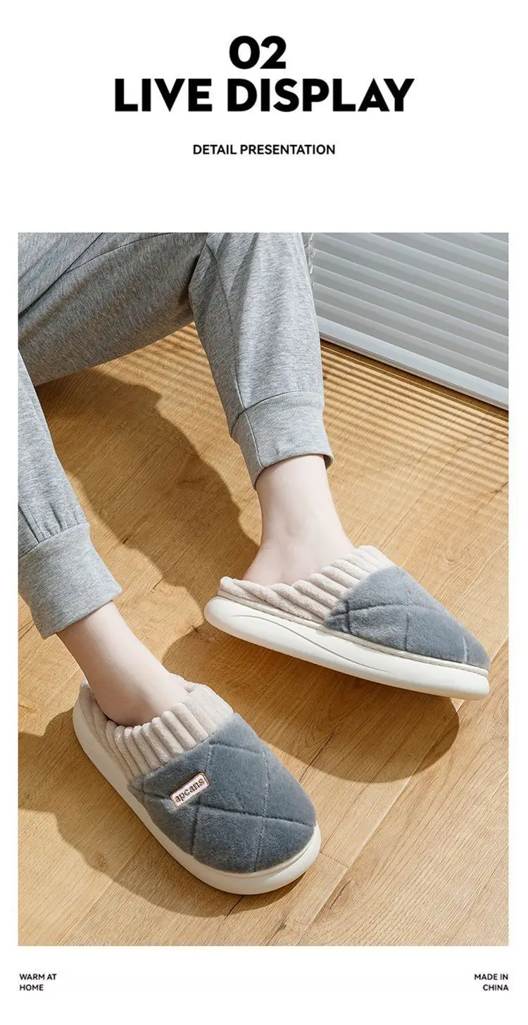 Cotton Slippers for Women Autumn and Winter 2025 New Indoor Home Soft-Soled Non-Slip Household Warm Plush Couple Cotton Slippers — feature 8