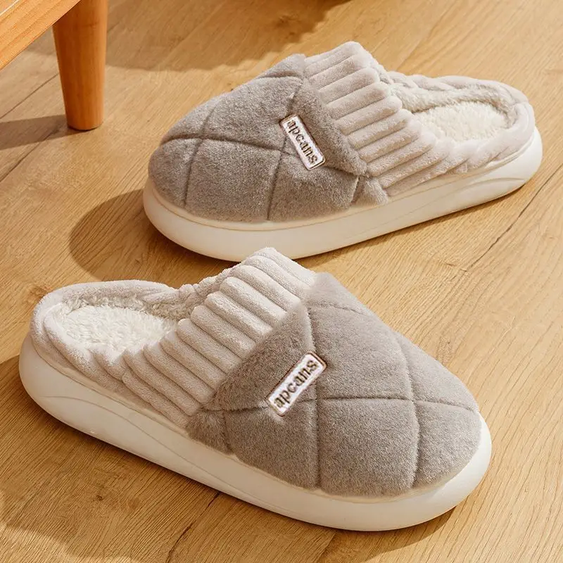 Cotton Slippers for Women Autumn and Winter 2025 New Indoor Home Soft-Soled Non-Slip Household Warm Plush Couple Cotton Slippers